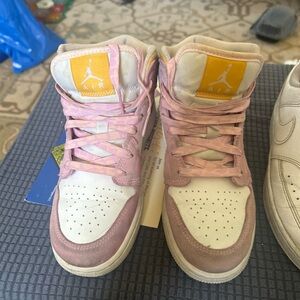 Air Jordan Pink and White Sneakers size 5y